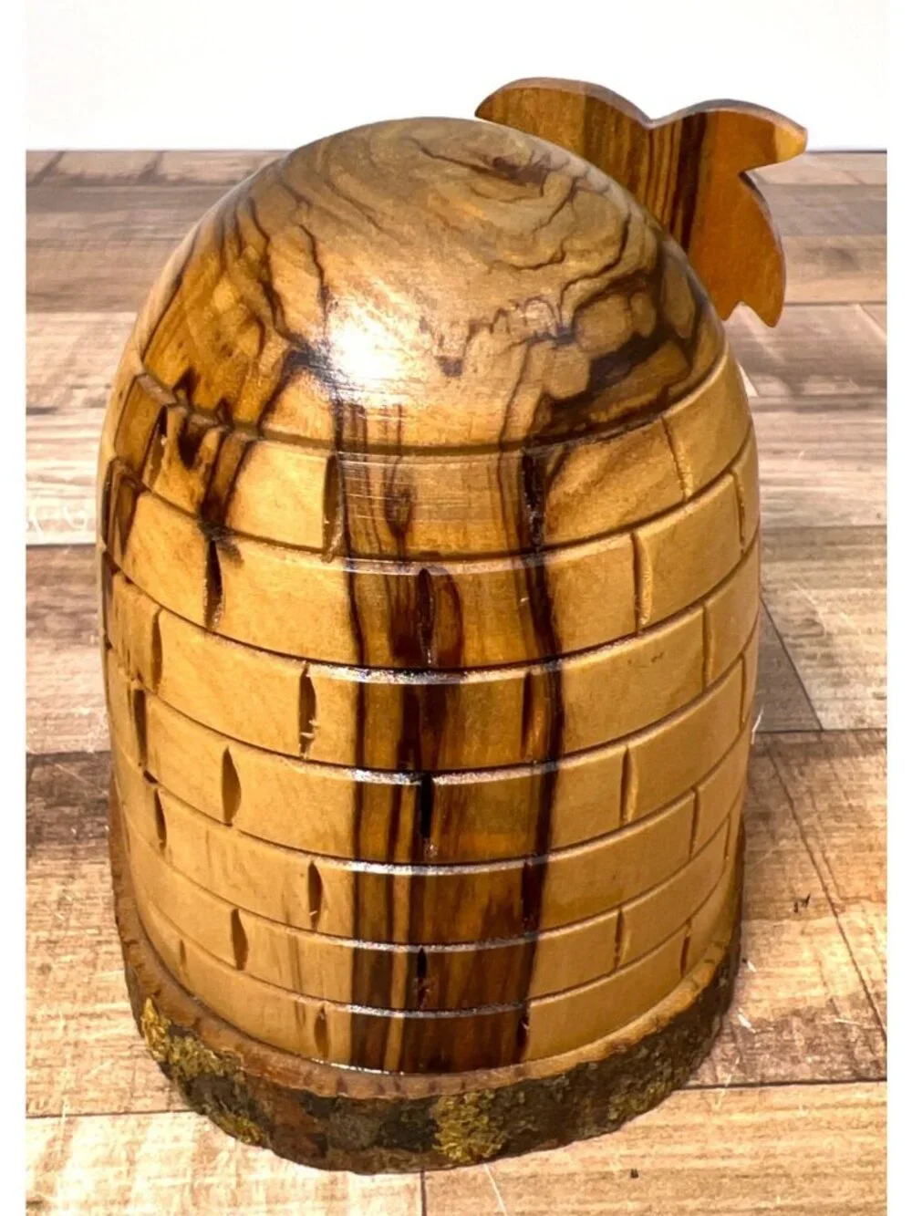 Handcrafted Olive Wood Nativity Scene With Stable & Palm Tree